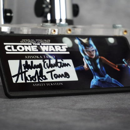 Ashley Eckstein's signature on The Clone Wars Ahsoka Tano character plaque, inscribed Ahsoka Tano