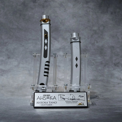 Signature Edition Ahsoka Tano lightsaber duo with brushed metal plaque signed by Rosario Dawson