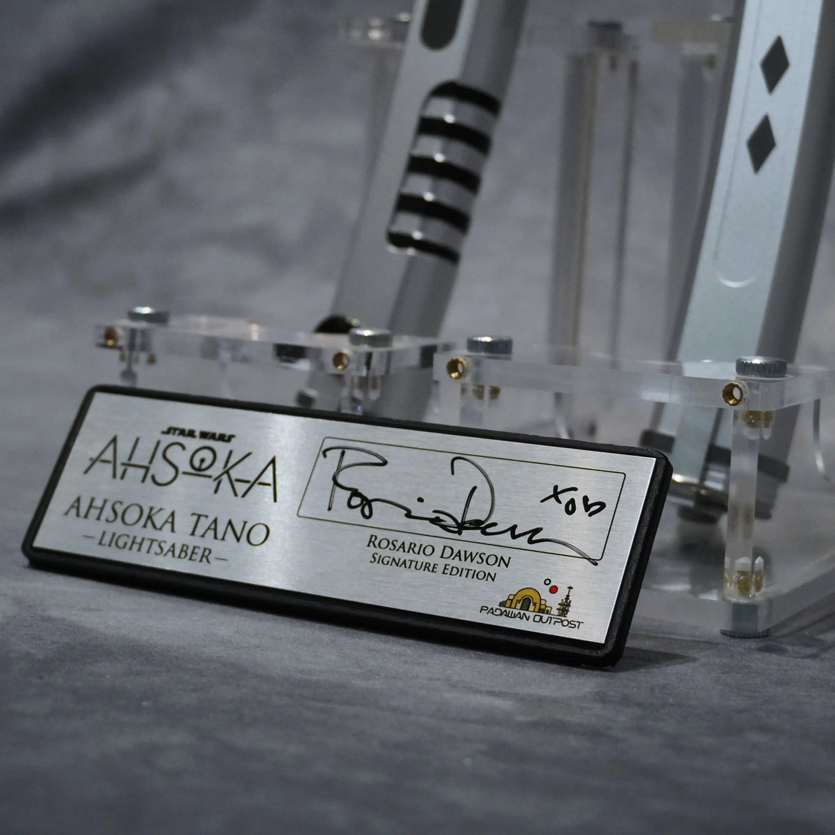 Brushed metal collector's plaque signed by Rosario Dawson - Ahsoka Tano Signature Edition