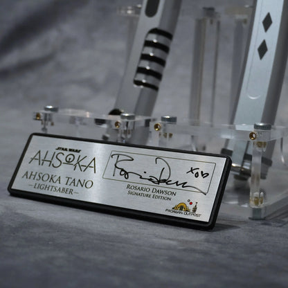 Brushed metal collector's plaque signed by Rosario Dawson - Ahsoka Tano Signature Edition