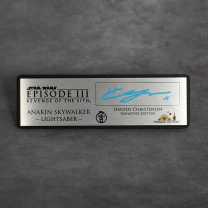 Brushed metal Episode III Revenge of the Sith Signature Edition plaque for the Anakin Skywalker lightsaber