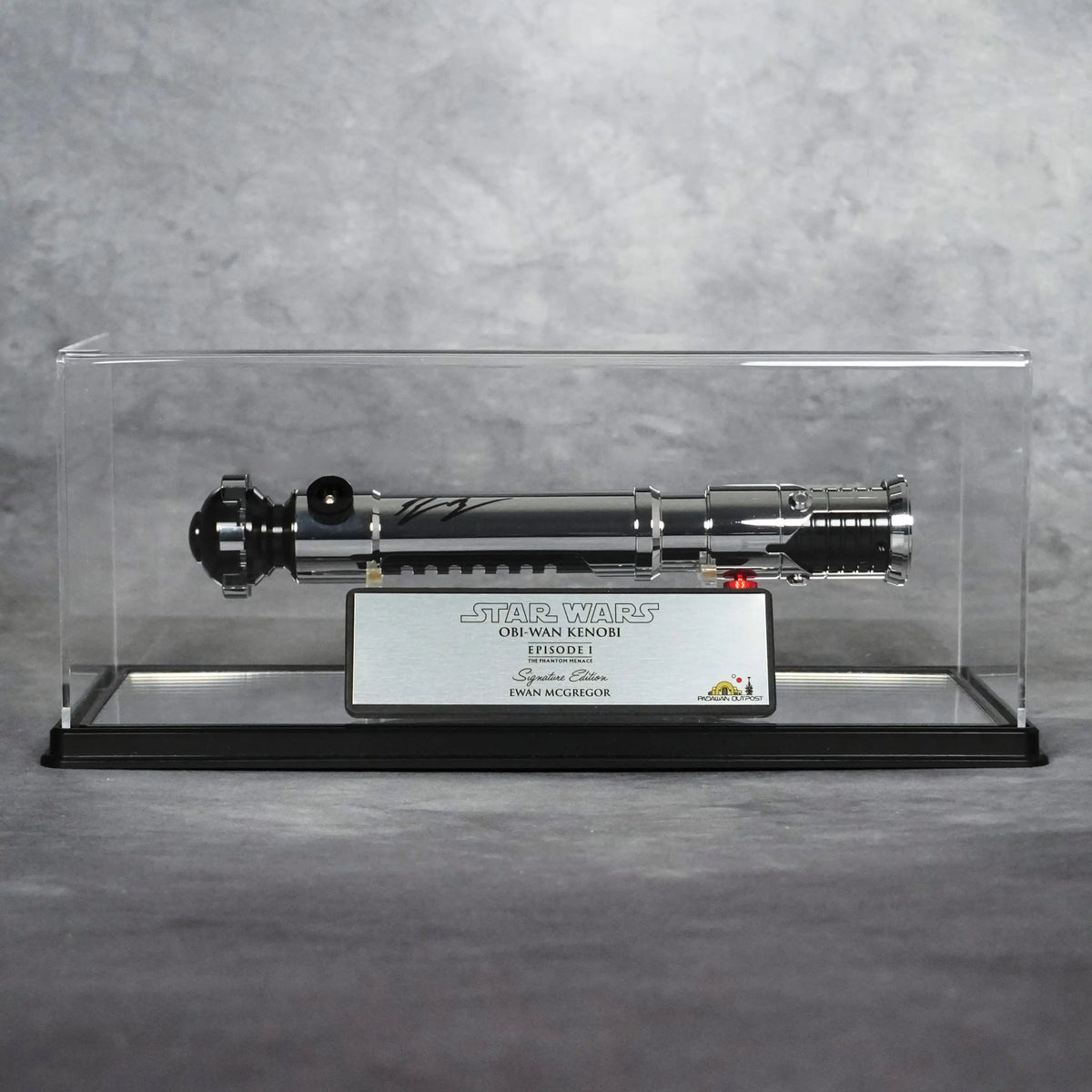 Obi-Wan Kenobi Episode I lightsaber signed by Ewan McGregor in acrylic display case with Signature Edition plaque