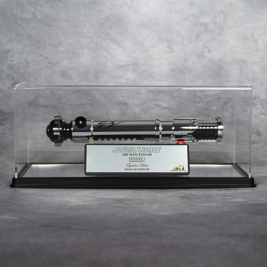 Obi-Wan Kenobi Episode I lightsaber signed by Ewan McGregor in acrylic display case with Signature Edition plaque