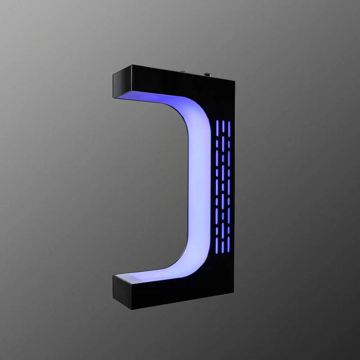 Floating Lightsaber Display Stand with blue LED frame, empty