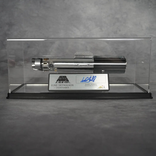 Raffle: Luke Skywalker A New Hope Lightsaber & Signature Plaque Signed by Mark Hamill (+ Display Case & Stand)