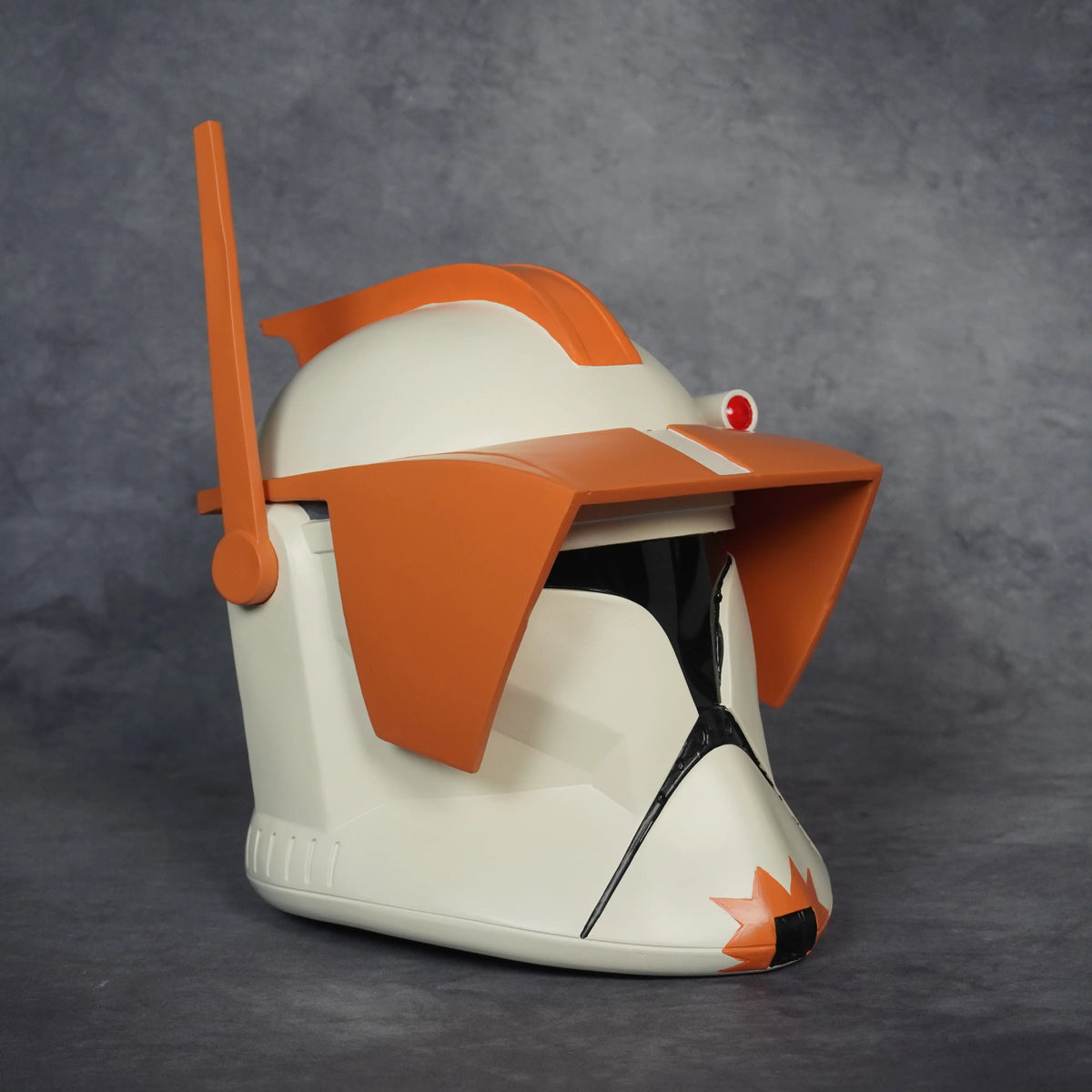 Commander Cody Phase I helmet, rear view with orange crest and vent grille