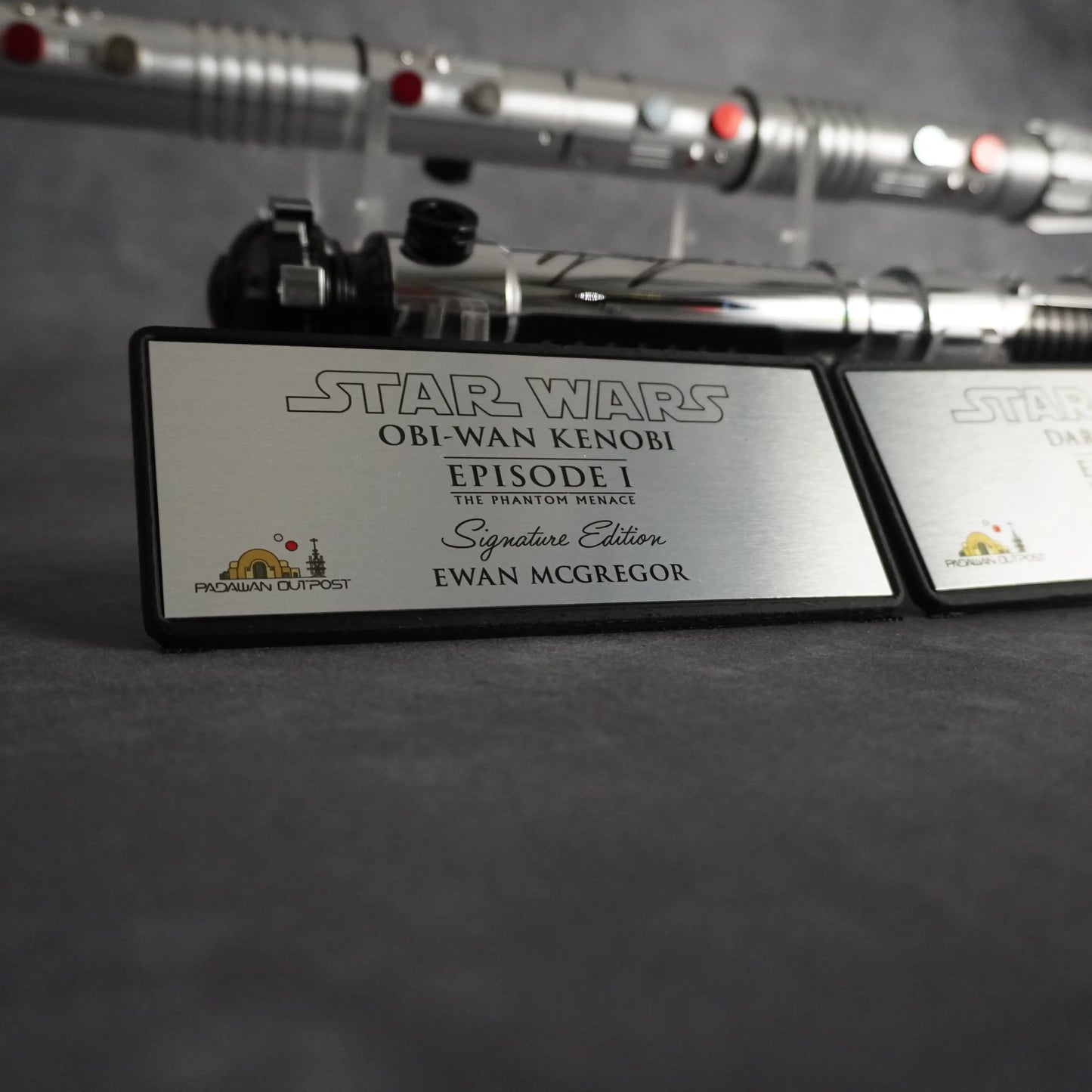 Raffle: Sworn Enemies Vol 1 – Obi-Wan Kenobi Ep1 + Darth Maul Ep 1. Baselit Signed Sabers & Collectors Plaque