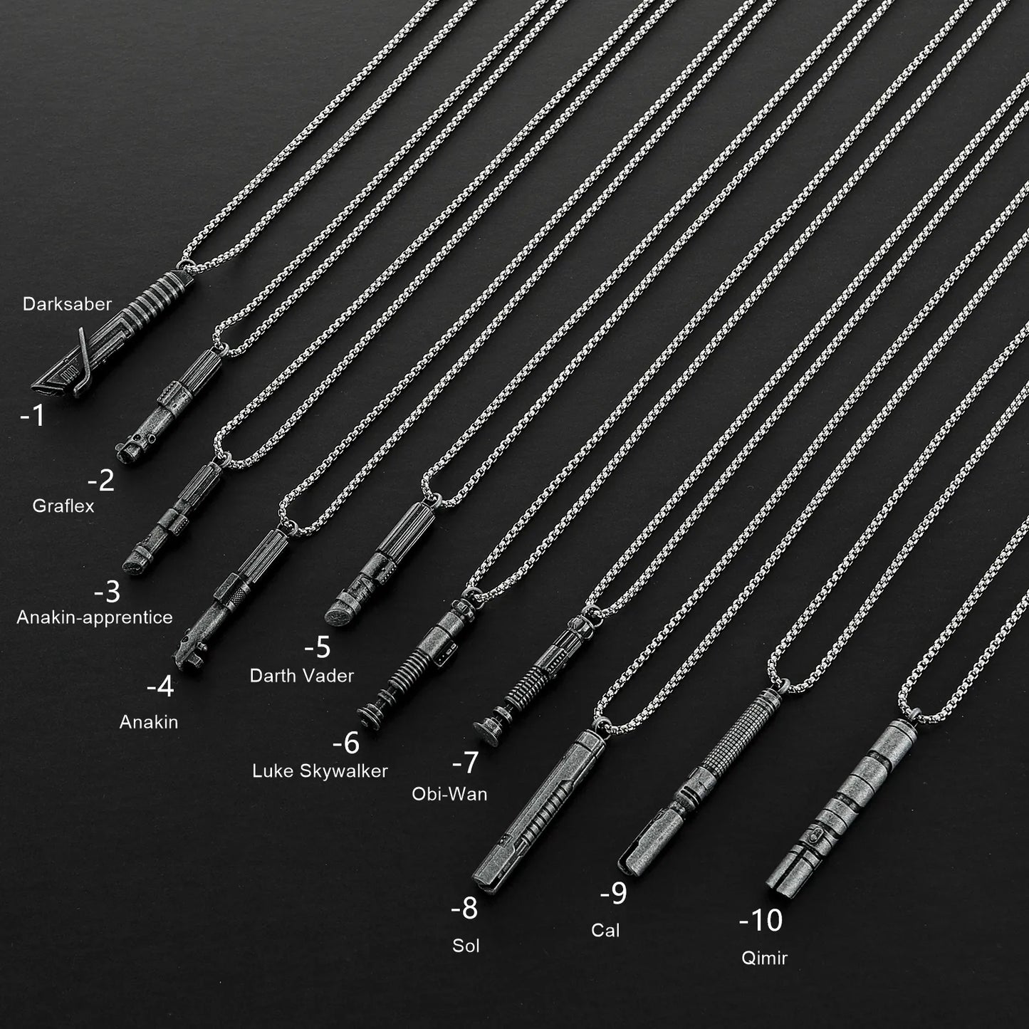 Stainless Steel Lightsaber Pendant Necklace