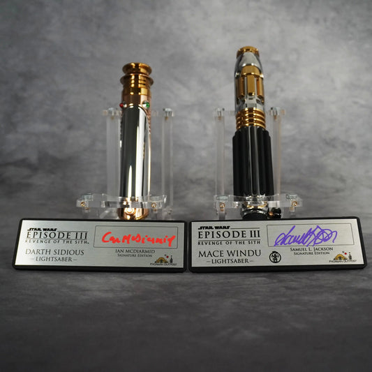 Raffle: Sworn Enemies Vol 2 – Darth Sidius + Mace Windu Xenopixel Sabers & Signed Collectors Plaques